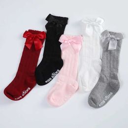 Kids Socks Baby Girls Baby Socks Solid Colour Bow Socks Childrens Cotton Breathable Preschool Socks 7-36ML2405