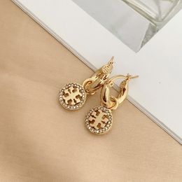 Detachable Circular Pendant Earrings As Original Style High-Quality Pure Copper Hoops For Women Fashion Jewellery