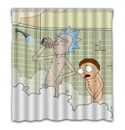 Shower Curtains Custom Funny Grandpa And Grandson Shared Bath Printing Waterproof Fabric Curtain