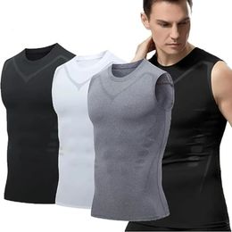 Ionic Shaping Vest Mens Sports Skin-tight Vests Fast Dry Breathable Slim Sleeveless Elastic Vest Fitness Top Cycling Vest 240515