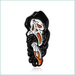 Pins Brooches New Horror Ghosts Cry And Scream Brooches Skls In Black White Clothes Scaring Halloween Gift Drop Delivery 2022 Jewe9129915