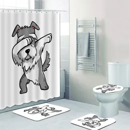 Shower Curtains Dabbing Pug Dog Waterproof Curtain Funny Dab Bathroom 4 Piece Set Carpet Cover Toilet Bath Mat Pad Home Decor