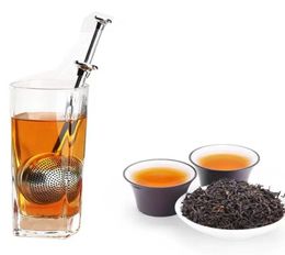 Tea Strainer Ball Push Teas Infuser Loose Leaf Herbal Teaspoon Strainers Filter Diffuser Home Kitchen Bar Drinkware Stainless 05133887173