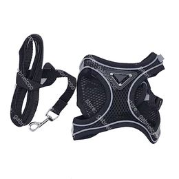 Designer Dog Harnesses Leashes Black Pet Dog Chest and Strap Set for Dogs Going Out with Straps and Towing Ropes for Small and Medium sized Dogs