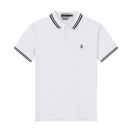 Men's brand Polos summer high-end men's golf shirt with embroidered logo, short sleeved cotton lapel, lace high street comfortable and breathable top