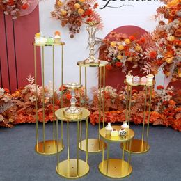 Party Decoration Metal Vases Delicate Table Vase Flower Rack Wedding Centrepieces Gold Column Stand For Event Home