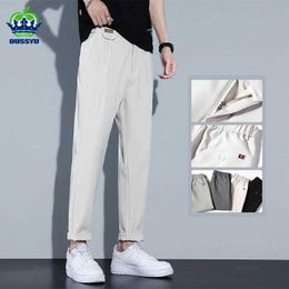 Men's Pants Brand ClothingHigh-Quality Business Suit Pants Men Pendulous Smooth Solid Casual Straight Full Office Formal Trousers Male Y240514