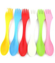 Flatware 3 In 1 Spoon Fork Cutter Travel Camping Hiking Picnic Utensils Plastic Spork Combo Travelling Gadget Cutlery Tableware XB6371076