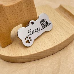 Dog Tag Personalised Pet ID Tags Stainless Steel Engraving Puppy Anti-lost Collars Cat Name Pets Accessories Customised