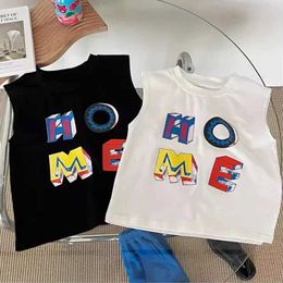Vest Baby Tank Top Childrens Sleeveless Tank Top 2024 Summer Childrens Letter Printing Top T-shirt Childrens Loose Underwear Casual ClothingL2405