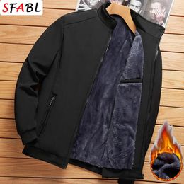 Men's Jackets Thick Casual Winter Jacket Solid Colour Thermal Lined Business For Men Office Dress Coat Autumn Parka