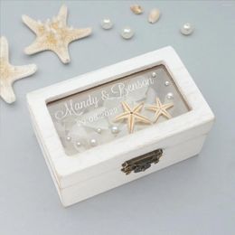 Party Decoration Personalised Starfish Wedding Ring Box Engagement Wooden Holder Bearer Beach Gift