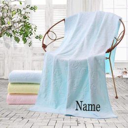 Blankets Personalised Embroidered Bath Towel 70 140 Embossed Teddy Bear Beach Soft And Absorbent Home Gift Adult Blanket