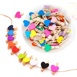 Party Decoration 50pcs 3cm Love Heart Pegs Clothespin Wooden Clips Handicrafts Pos Papers Clothes Wedding