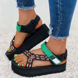 Fashion Platform Sandals Women Shoes Summer Ladies Casual Wedge Chunky Gladiator Big Size 43 030e