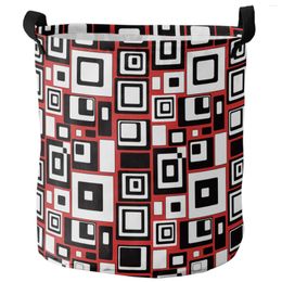 Laundry Bags Geometric Rectangle Red Black Dirty Basket Foldable Waterproof Home Organiser Clothing Kids Toy Storage