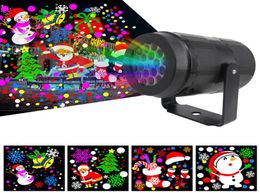 LED Effect Light Christmas Snowflake Snowstorm Projector Lights 16 Patterns Rotating Stage Projection Lamps for Party KTV Bars Hol9361324