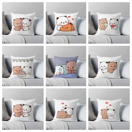 Pillow PANDA BEAR Bubu And Dudu Embrace Love On The Moon Bedroom Sofa Anime Bed Fashion Pillowcase 45x45cm 18x18Inch