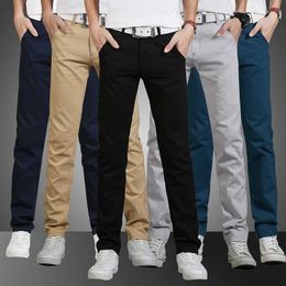 Men's Pants Mens Casual Pants Trendy Brand Straight Pants Slim-Fit All-Match Four Seasons Korean Style for Youth Y240514