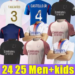 new 24 25 Maillot de foot Soccer JerseyS Lyonnais CAQUERET TOLISSO JEFFINHO OL AOUAR TAGLIAFICO Fans Player football shirts 2024 2025 TRAORE SARR man lyon kids kits