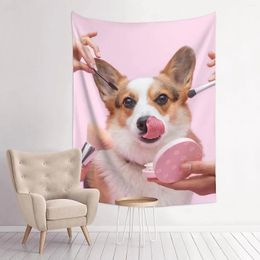 Tapestries Anime Tapestry Vintage Small Dog Cute Pet Art Wall Hanging For Bedroom Dorm Living Room