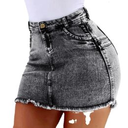 Women Sexy High Waisted Black Mini Denim Skirt Woman Fashion 2024 Summer Ladies Casual Slim Bodycon Short Jeans Skirt Oversized 240511