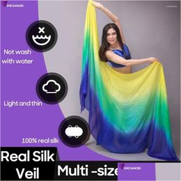 Stage Wear Hand-Made Belly Dance Silk Scarf Veils For Women Gradual Colours Accessories Drop Delivery Apparel Dhpz2
