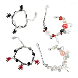 Link Bracelets Fashionable Spiders Charm Bracelet Imitation Pearls Beaded Bangle Adjsutable Wrist Chain Unique Women Jewelry Pieces Dropship