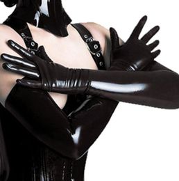 Black Adult Sexy Long Latex Gloves Clubwear Sexy Catsuit Ladies Hip Fetish Faux Leather Gloves Cosplay Costumes Accessory3198541