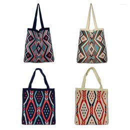 Duffel Bags Fashion Knitting Shoulder Bag Women Boho Ethnic Crochet Shopping Handbag Purse