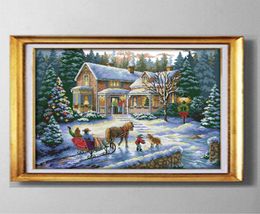 Return from Christmas winter snow DIY handmade Cross Stitch Needlework Sets Embroidery paintings counted printed on canvas DMC 142621640