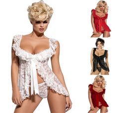 Ganze neueste Lady Sexy Honeymoon Nightwear Lace Hollow Out Women Night Kleid Plus Size 6XL 4 Farben1994000