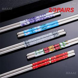 Chopsticks 2/3PAIRS Pattern Durable Multifunction 5 Options Available Environmental Friendly Stainless Steel Restaurant Supplies