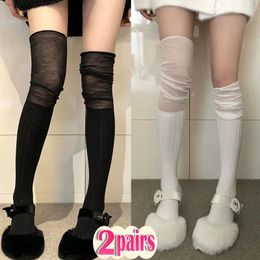 Women Socks 1/2pairs Solid Colour Thigh High Stockings Casual Over Knee Girls Long Sock Autumn Winter Thermal Warm Cotton Tube Leggings
