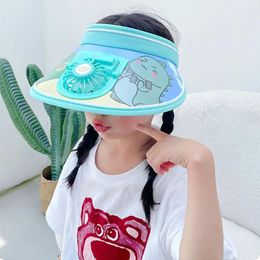 Wide Brim Hats USB Charging Sun Visor Hat Adjustable Elastic Clasp Sunscreen Rechargeable Fan Cap Cartoon Empty Top Sunshade Bonnet Summer