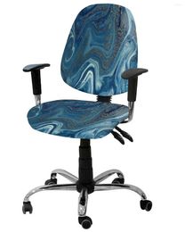Chair Covers Marble Blue Abstract Elastic Armchair Computer Cover Stretch Removable Office Slipcover Split Seat