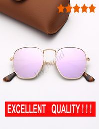 Hexagonal Sunglasses Mens Fashion Sunglasses Women designer Sun Glasses UV Protection Glass Lenses with Top quality leather case6144345