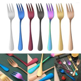 Forks 8Pcs Stainless Steel Colourful For Fruit Desserts Ice Cream Cake Fork El Wedding Party Tableware Cutlery Set