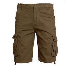 Men's Shorts 2024 In Summer Baggy Large Pocket Cargo Pure Colour Khaki Short Pants Mens Tactical Fashion Y2K Male Clothes