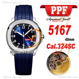 New 40mm 5167A Cal.324SC Automatic Mens Watch D-Blue Texture Dial 5167 Steel Case Blue Rubber Strap Gents Sport Watches Hello_Watch E256B