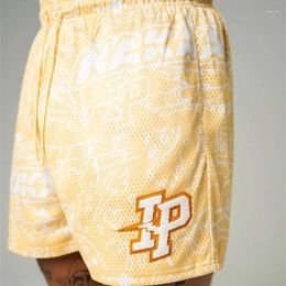 Men's Shorts Summer Streetwear Casual Quarter Men Digital Print Embroidery Mesh Quick Dry Sweatpants Fitness Clothing