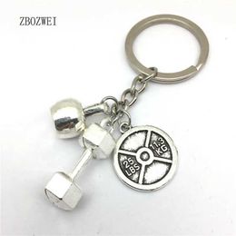 Keychains Lanyards 1Pcs WEIGHTLIFTING NECKLACE - Dumbbell Charm Keychain Kettlebell Crossfit Jewelry Gym Y240510