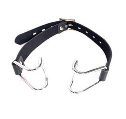 NXY SM Sex Adult Toy Camatech Bdsm Metal Nose Hook Open Mouth Gag Bondage Slave Oral Fixation Bite with Clip Leather Harness Strap8765096