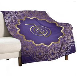 Blankets Reiki Healing Cho Ku Rei Golden Mandala Throw Blanket Bed Fashionable Ands Valentine Gift Ideas Luxury St
