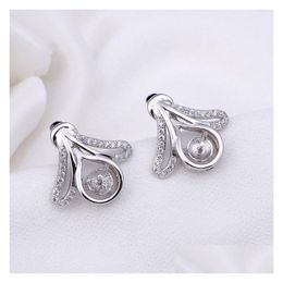 Jewelry Settings Sterling Sier 925 Mounting Eggplant Shape Pearl Stud Earrings 5 Pairs Drop Delivery Ot5Sm