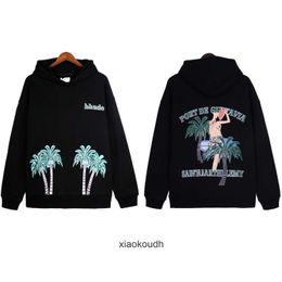 Rhude High end designer Hoodies for mens High New Coconut Tree Print Hooded Sweater High Street Casual Fashion With 1:1 original labels