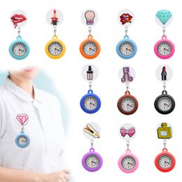 Other Office School Supplies Makeup Clip Pocket Watches On Lapel Fob Watch Retractable Badge Reel Hanging Quartz With Second Hand Watc Ot5L7