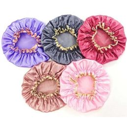 Lovely Thick Shower Satin Hats Colorful Bath Shower Caps Hair Cover Double Waterproof Bathing Cap Whole7228850