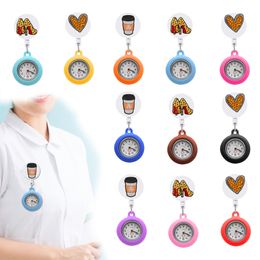 Cartoon Accessories Leopard Print Clip Pocket Watches Alligator Medical Hang Clock Gift Watche For Nurse With Sile Case Clip-On Lapel Ot7Y6