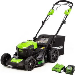 Lawn Mower Greenworks 40V 21 Brushless and Ropeless (Self propelled) (75+compatible tools) including 5.0Ah battery chargerQ240514